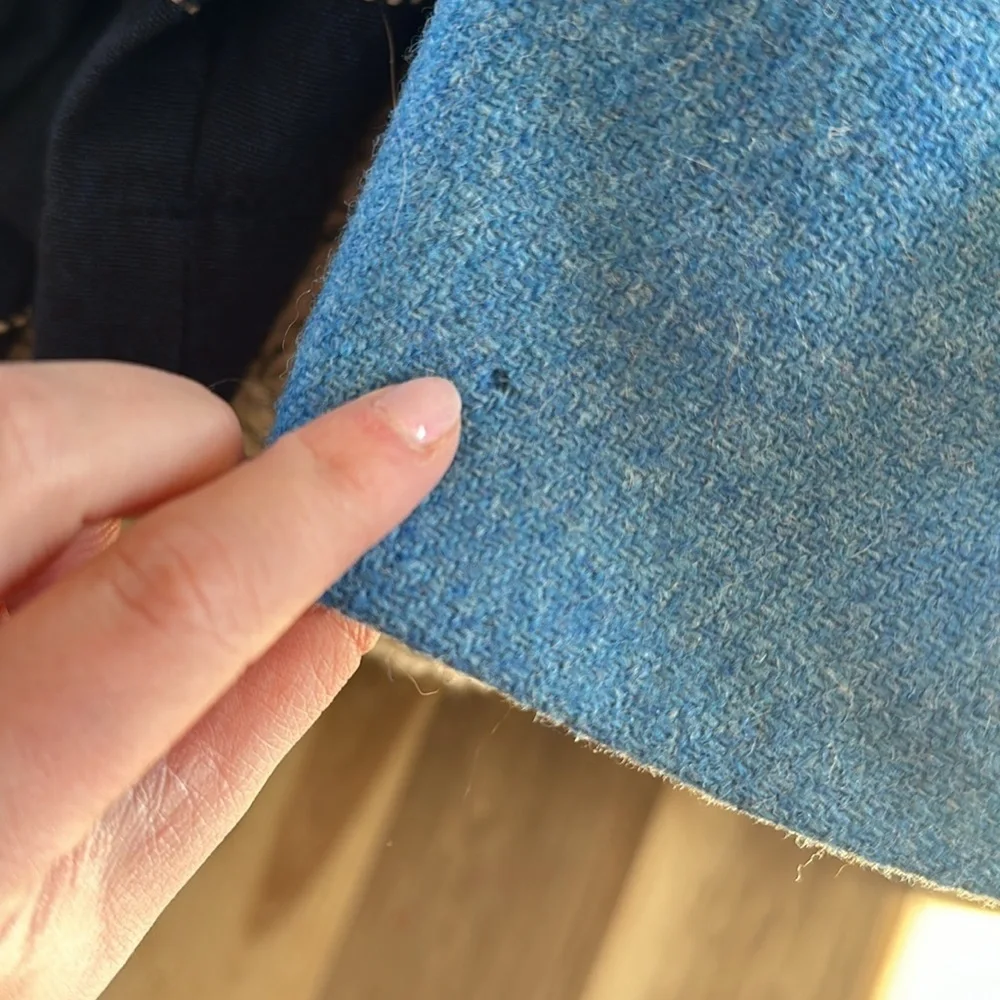 Mugler Vintage Blue Wool Tweed Mini Pencil Skirt - Picture 4 of 7